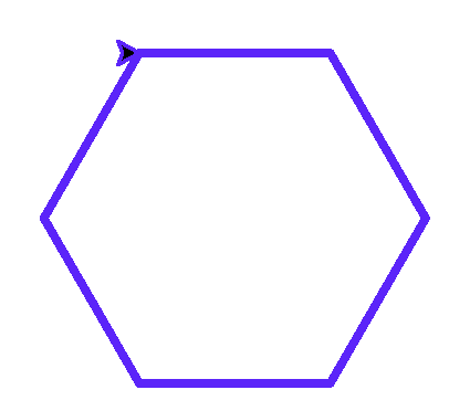 Regularny sześciokąt rysowany przez funkcję draw_polygon
